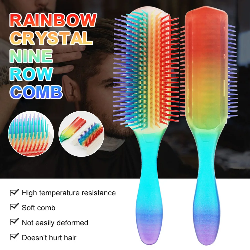 1PC 9 Rows Hair Brush Colorful Rainbow Hair Comb Women Hair Brush Soft Hairdressing Straight Curly Hair Comb Detangle Hairbrush
1PC 9 Rows Hair Brush Colorful Rainbow Hair Comb Women Hair Brush Soft Hairdressing Straight Curly Hair Comb Detangle Hairbrush