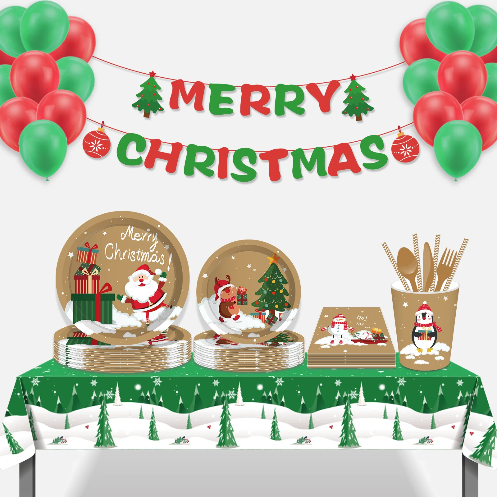 New Xmas Party Christmas Tree Santa Claus Gifts Sled Disposable Tableware Sets Paper Plates Cups Globos Party Favors Decorations 
New Xmas Party Christmas Tree Santa Claus Gifts Sled Disposable Tableware Sets Paper Plates Cups Globos Party Favors Decorations
