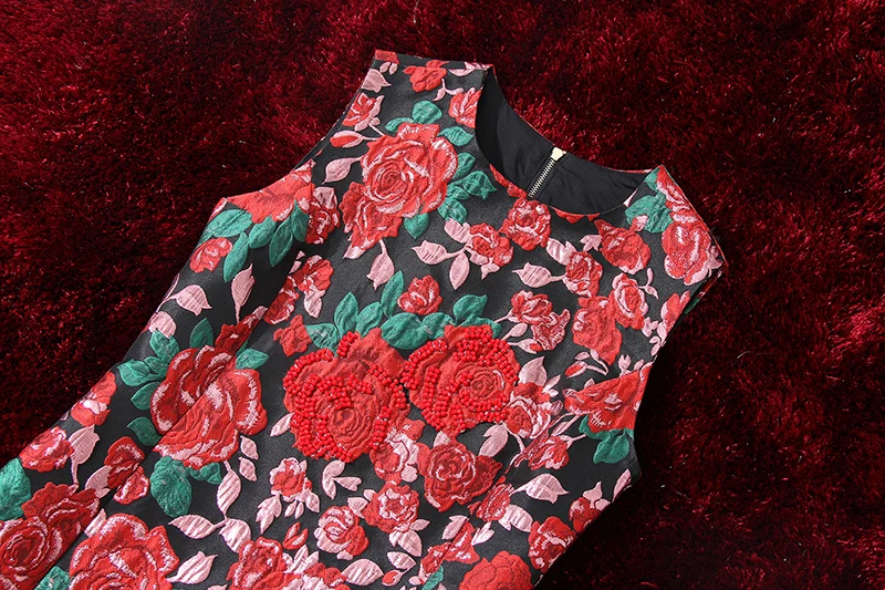 MIUXIMAO 2020 Summer dress Party dress High Quality Red Flower Jacquard weave Diamonds Elegant Casual Dress Women Vestidos
MIUXIMAO 2020 Summer dress Party dress High Quality Red Flower Jacquard weave Diamonds Elegant Casual Dress Women Vestidos
