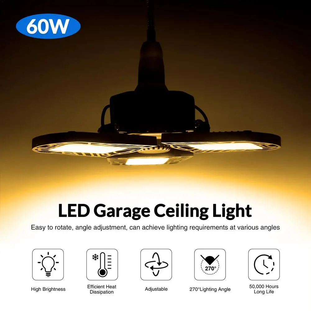 LED Light Industrial Lighting Led Garage Light 85-265V Foldable Fan Blade Lights Deformable Workshop Warehouse Ceiling Lighting
LED Light Industrial Lighting Led Garage Light 85-265V Foldable Fan Blade Lights Deformable Workshop Warehouse Ceiling Lighting
