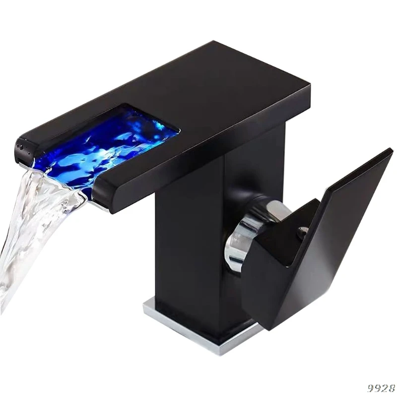 Bathroom LED Light Sink Faucet, Waterfall Spout Basin Faucet, Cold and Hot Water Mixer Sink Tap Brass Body Black,White
Bathroom LED Light Sink Faucet, Waterfall Spout Basin Faucet, Cold and Hot Water Mixer Sink Tap Brass Body Black,White