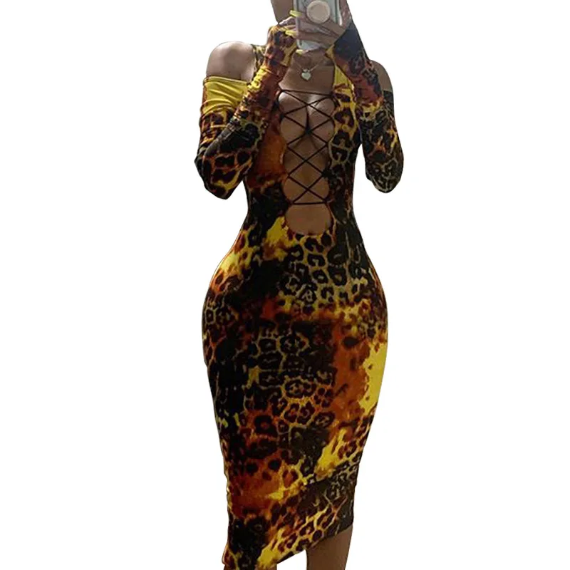 Leopard Hollow Out Sexy Dresses Womens Slash Neck Bodycon Long Sleeve Off The Shoulder Robe Femme Package Hip Bandage Club Dress
Leopard Hollow Out Sexy Dresses Womens Slash Neck Bodycon Long Sleeve Off The Shoulder Robe Femme Package Hip Bandage Club Dress