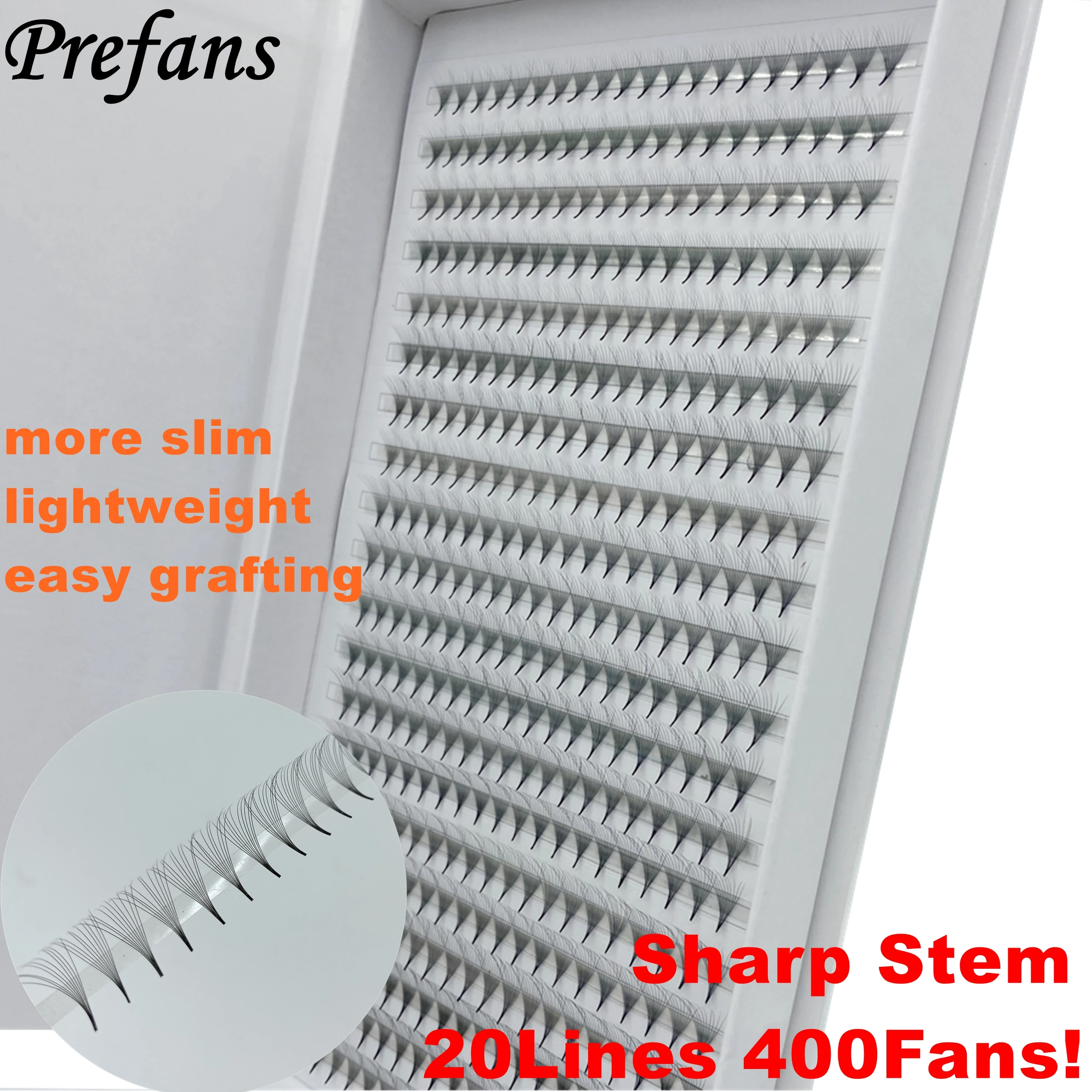 Sharp Stem Premade Fans Eyelashes Wholesale Custom Pointy Based 400Fans Russian Volume Fan Lashes Extension For Grafting
Sharp Stem Premade Fans Eyelashes Wholesale Custom Pointy Based 400Fans Russian Volume Fan Lashes Extension For Grafting