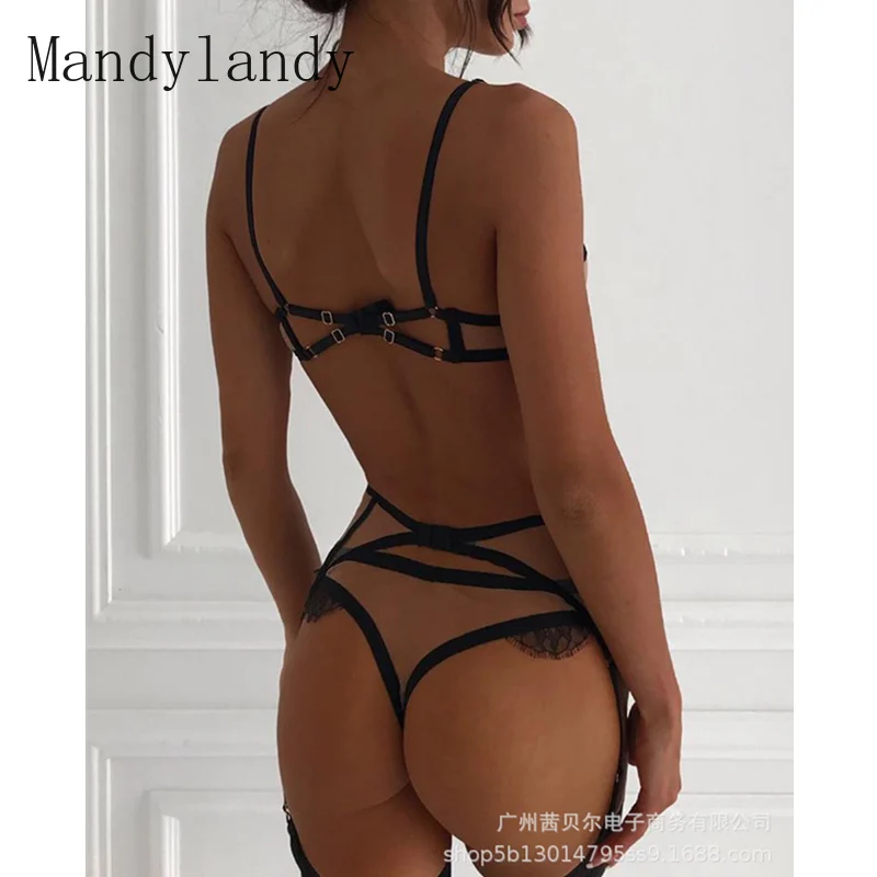 Mandylandy Women Nightwear Transparent Hollow Out Bra 3/4 Cup Bra Lace Strap Bra + G-string Club Dress Bandage Cross Bikini Set
Mandylandy Women Nightwear Transparent Hollow Out Bra 3/4 Cup Bra Lace Strap Bra + G-string Club Dress Bandage Cross Bikini Set
