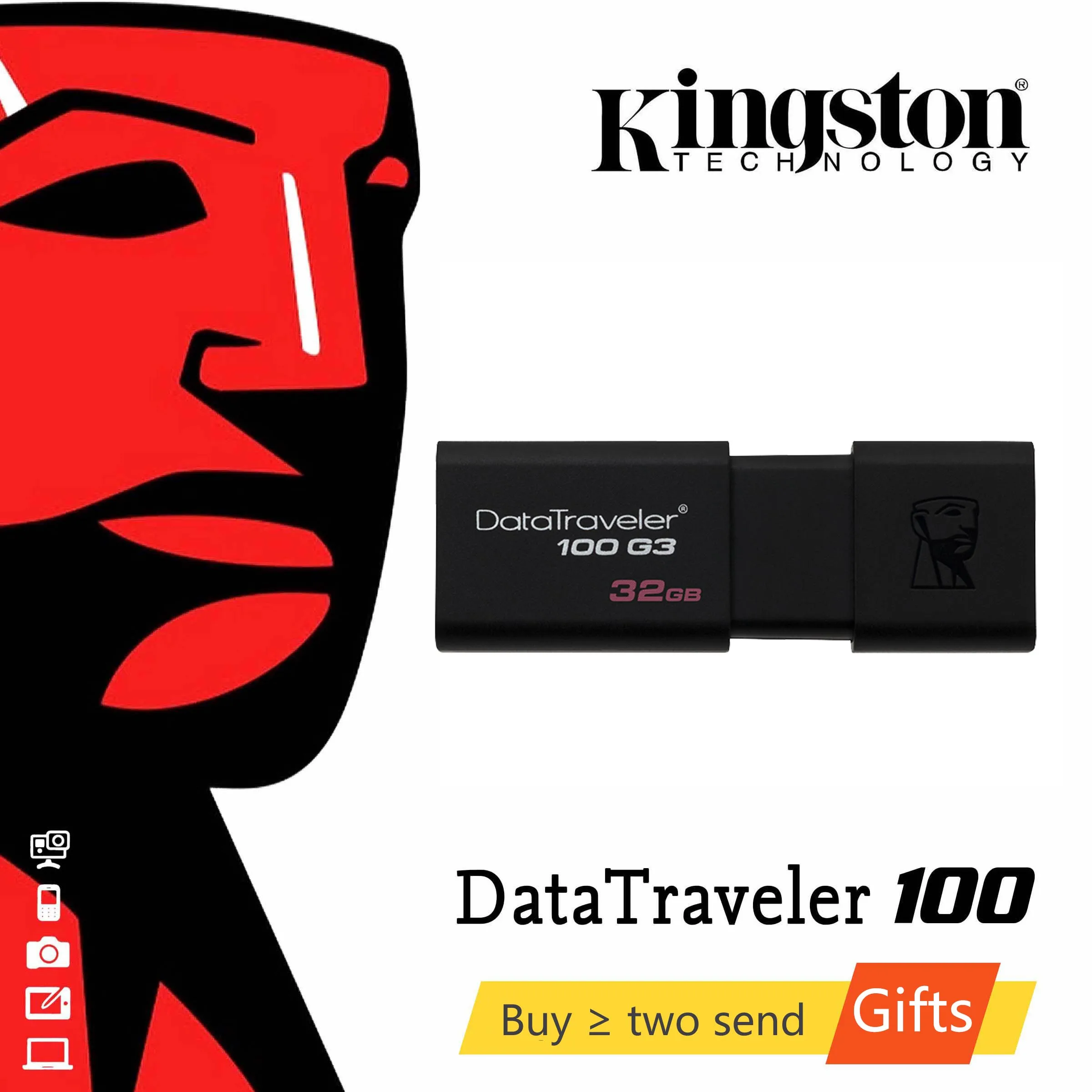 

Kingston USB Flash Drives 16GB 32GB 64GB 128GB USB 3.0 Pen Drive Plastic Sleek Memory Memorias Disks P DT100G3