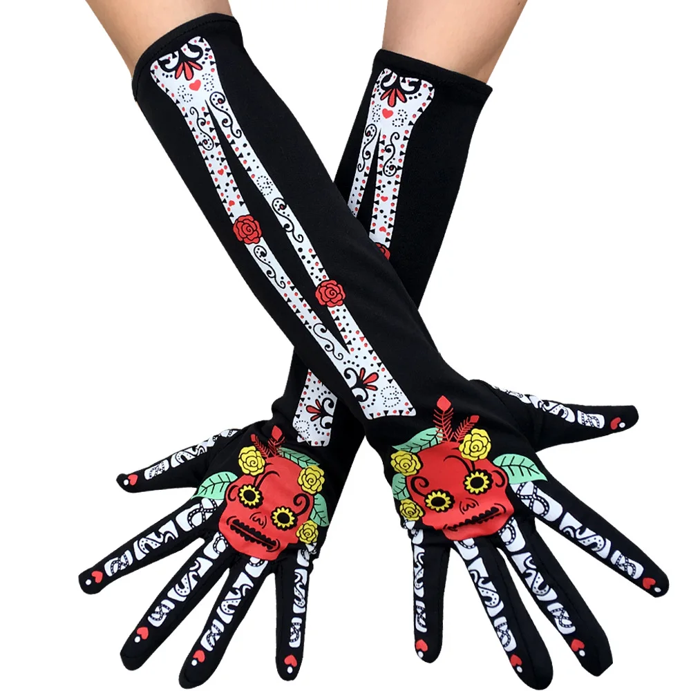Cool Novelty Skeleton Women Elbow Length Glove 2022 Fashion Gothic Cartton Face Print Props Halloween Gloves Street New Mittens 
Cool Novelty Skeleton Women Elbow Length Glove 2022 Fashion Gothic Cartton Face Print Props Halloween Gloves Street New Mittens