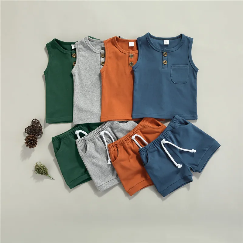 Newborn Summer Outfits Two Pieces, Baby Solid Color Round Neck Tank Tops with Pocket and Drawstring Shorts, Baby's Clothing Set
Newborn Summer Outfits Two Pieces, Baby Solid Color Round Neck Tank Tops with Pocket and Drawstring Shorts, Baby's Clothing Set
