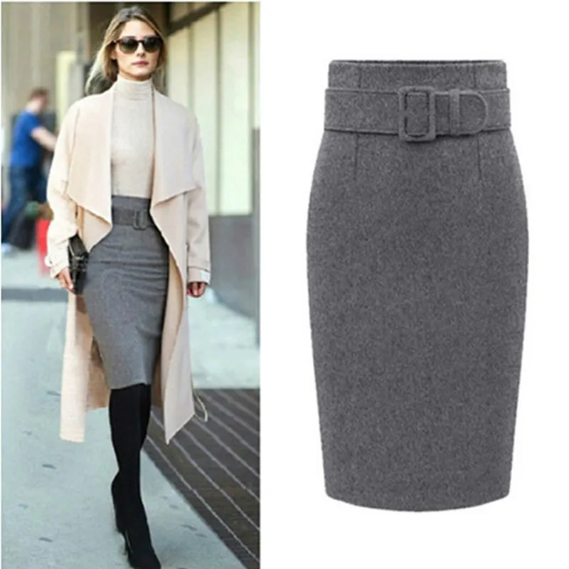 2021 Winter Gray Thick Wool Midi Pencil Skirts Plus Size Women Casual Slim High Waist Belt Office Work Wear plus size skirt
2021 Winter Gray Thick Wool Midi Pencil Skirts Plus Size Women Casual Slim High Waist Belt Office Work Wear plus size skirt