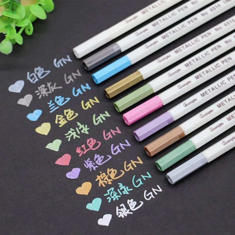 6-12Pcs/Box Drawing Painting Marker Pens Metallic Color Pens For Black Paper Art Supplies Marker Pen Stationery Material Escolar
6-12Pcs/Box Drawing Painting Marker Pens Metallic Color Pens For Black Paper Art Supplies Marker Pen Stationery Material Escolar