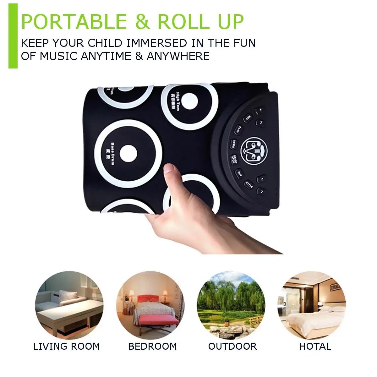 40x25cm Electronic Roll Up Drum Kit 9 Silicon Pads USB Powered with Foot Pedals Drumsticks USB Cable For Students Kids Portable
40x25cm Electronic Roll Up Drum Kit 9 Silicon Pads USB Powered with Foot Pedals Drumsticks USB Cable For Students Kids Portable