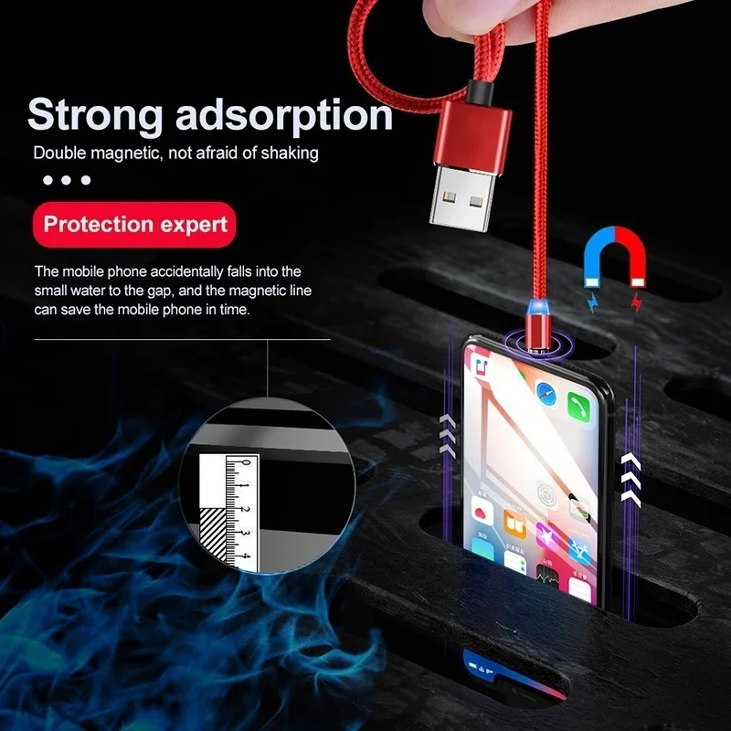 Магнитный кабель Micro Fast Charging нейлоновые кабели для Samsung OPPO A1 A3 A5 A7 F9 R17 F11 Pro Neo Realme X 3