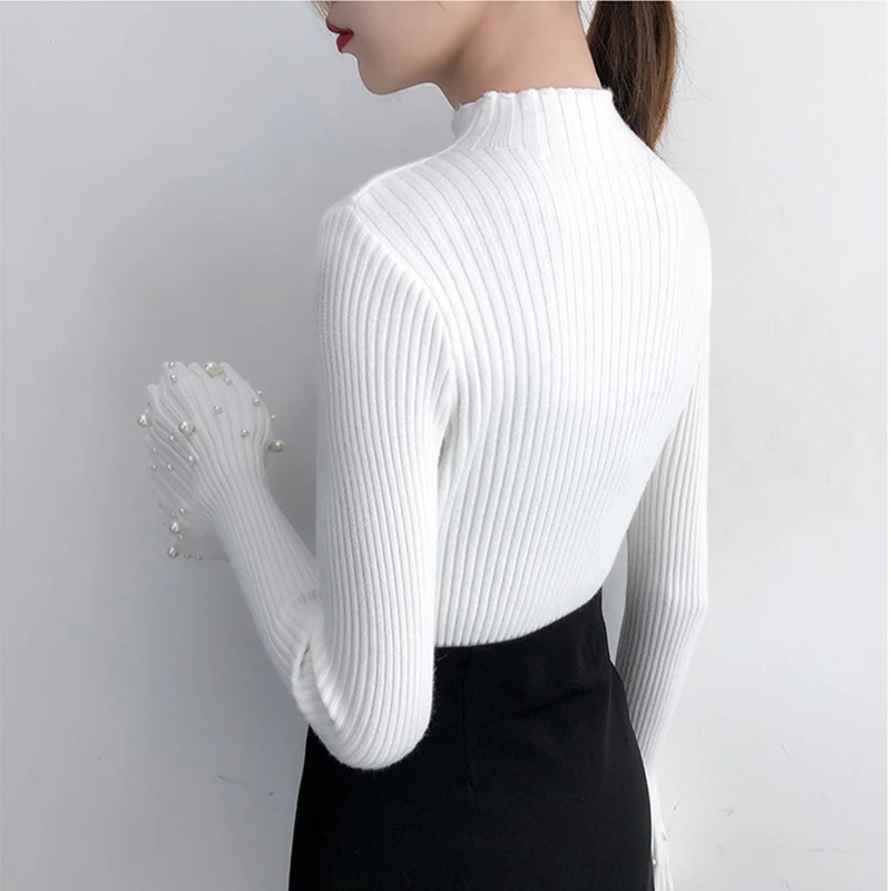 Lucyever Nail Bead Solid Color Knitted Sweaters for Women 2020 Autumn Casual Pullovers Turtleneck Flare Sleeve Tops Mujer
Lucyever Nail Bead Solid Color Knitted Sweaters for Women 2020 Autumn Casual Pullovers Turtleneck Flare Sleeve Tops Mujer