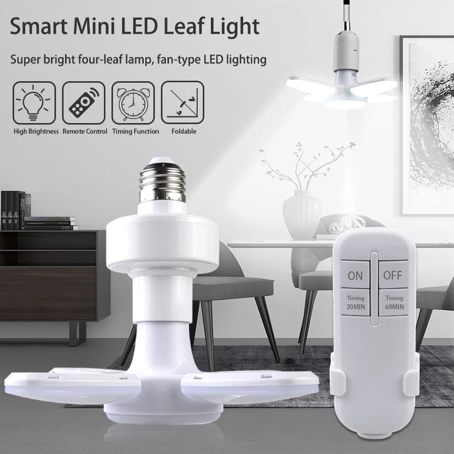 E27 LED Bulb Fan Blade Timing Lamp AC85-265V 28W Foldable Led Light Bulb Lampada For Home Ceiling Light With Remote Controller
E27 LED Bulb Fan Blade Timing Lamp AC85-265V 28W Foldable Led Light Bulb Lampada For Home Ceiling Light With Remote Controller