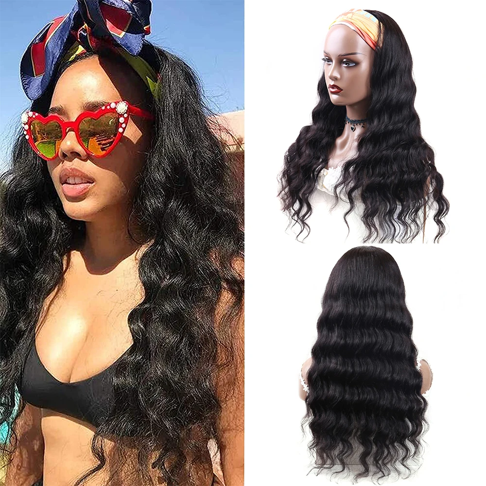 

Парики Yavida с глубокой волной, свободные бразильские волосы для черных женщин, простые в ношении, без клея, с шарфом, натуральные волосы