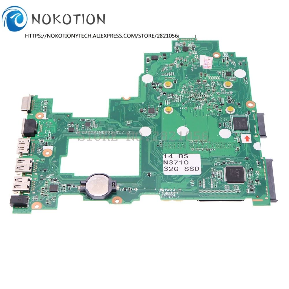 Материнская плата NOKOTION DA00P1MB6D0 для ноутбука HP 14-BS серии 14-BS043N материнская N3710 ЦП + 32