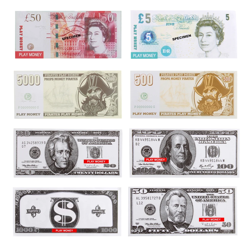 Dollar Play Bills Money Fake Note Set of 100 Bills Designed Like Real Currency Game Teacher Movie Props Play Money for Kid
Dollar Play Bills Money Fake Note Set of 100 Bills Designed Like Real Currency Game Teacher Movie Props Play Money for Kid