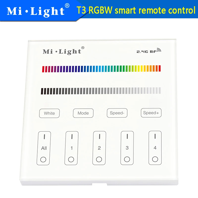 Milight T3 AC220V 4-Zone RGB/RGBW and brightness dimming Smart Panel Remote Controller for led strip light lamp or bulb lights
Milight T3 AC220V 4-Zone RGB/RGBW and brightness dimming Smart Panel Remote Controller for led strip light lamp or bulb lights