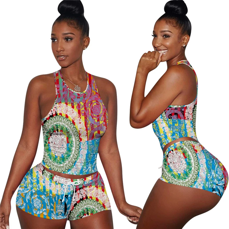 Summer Casual Clothing Tie Dye Print 2 Piece Set Women O-neck Sleeveless Top Vest and Shorts Two Piece Outfits Fitness Tracksuit
Summer Casual Clothing Tie Dye Print 2 Piece Set Women O-neck Sleeveless Top Vest and Shorts Two Piece Outfits Fitness Tracksuit