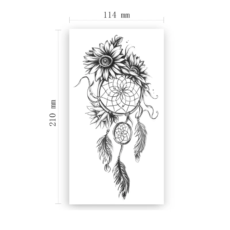 Hannah Waterproof Temporary Tattoo Sticker Black Dream Catcher Sunflowers Totem Fake Tattoos Flash Tatoos Arm Body Art for Women
Hannah Waterproof Temporary Tattoo Sticker Black Dream Catcher Sunflowers Totem Fake Tattoos Flash Tatoos Arm Body Art for Women