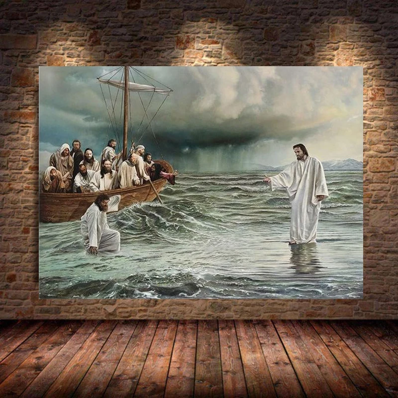 Jesus Christ Walking On Water Canvas painting Poster And Prints Wall Art Pictures For living room Home Decoration Cuadros
Jesus Christ Walking On Water Canvas painting Poster And Prints Wall Art Pictures For living room Home Decoration Cuadros