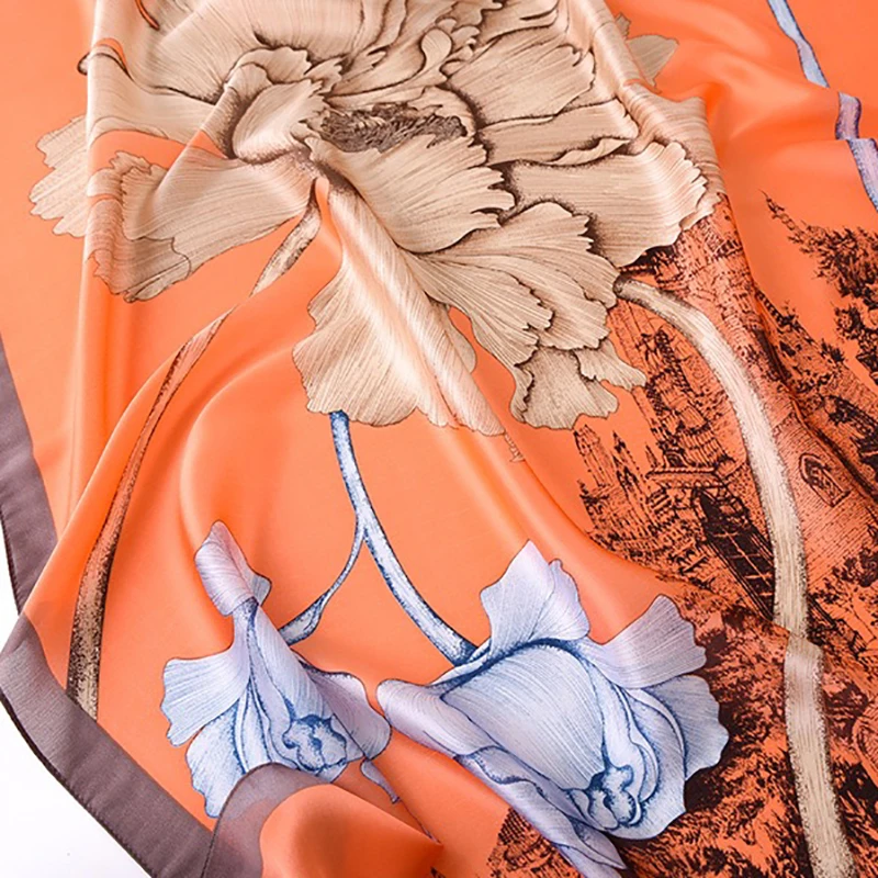 2021Foulard Women Silk Scarf Bufanda Pink Floral Shawls and Wraps Fashion Print Pashmina Hijab Head Scarves Bandana 
2021Foulard Women Silk Scarf Bufanda Pink Floral Shawls and Wraps Fashion Print Pashmina Hijab Head Scarves Bandana