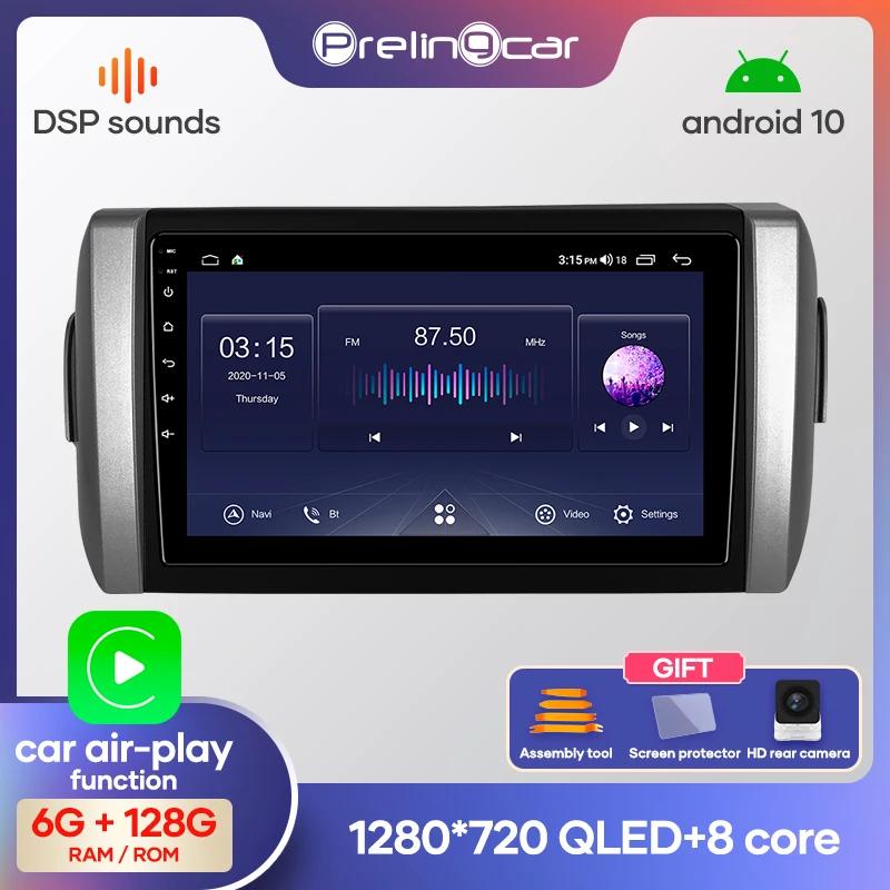 Prelingcar Android10.0 без 2 din автомобильное радио DVD мультимедийный видеоплеер GPS