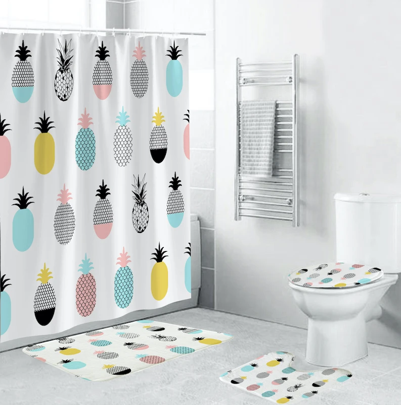 4 Piece Pineapple Orange Bath Curtain Set Food Summer Fruit Shower Curtain Toilet Cover Mat Non-Slip Bath Rug Set Bathroom Decor
4 Piece Pineapple Orange Bath Curtain Set Food Summer Fruit Shower Curtain Toilet Cover Mat Non-Slip Bath Rug Set Bathroom Decor