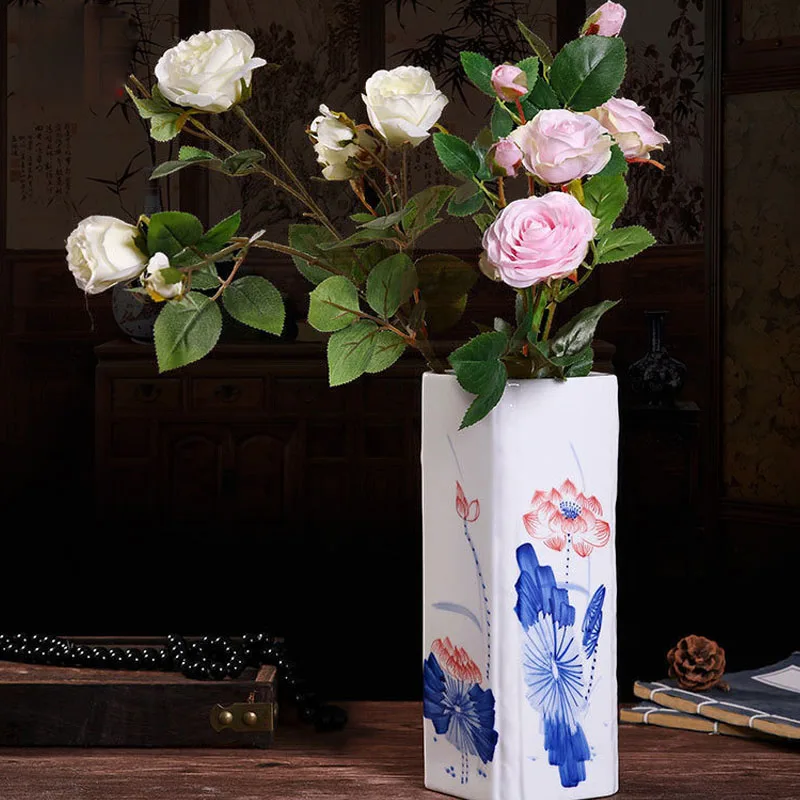 Jingdezheng Blue and White Celadon Square Vases Antique Chinese Style Home Porcelain Ornaments
Jingdezheng Blue and White Celadon Square Vases Antique Chinese Style Home Porcelain Ornaments