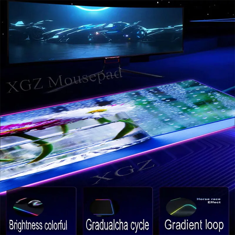 Коврик для мыши XGZ в бутылках с цветами большой коврик RGB черной застежкой