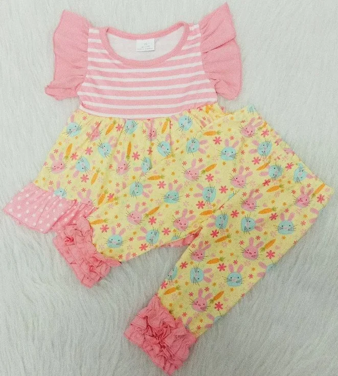 Baby girl's set ruffle sleeve children's clothing Easter bunny print boutique high quality 2 piece set
Baby girl's set ruffle sleeve children's clothing Easter bunny print boutique high quality 2 piece set