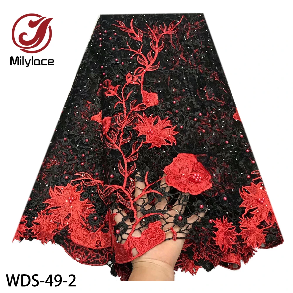 New African lace fabrics 5 yards floral embroidery guipure lace fabric patchwork net lace with beads and stones for party WDS-49
New African lace fabrics 5 yards floral embroidery guipure lace fabric patchwork net lace with beads and stones for party WDS-49