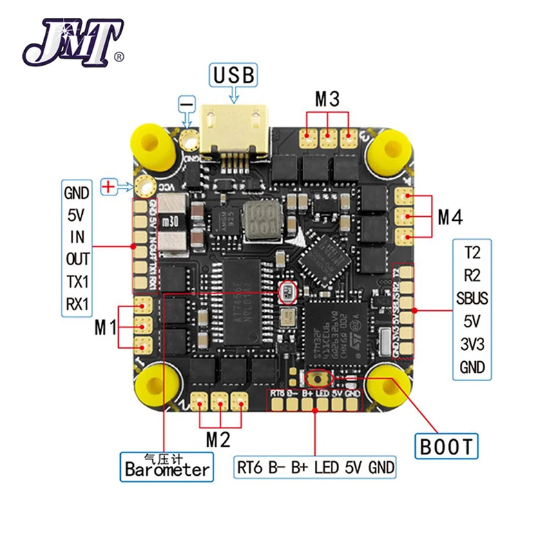 Полетный контроллер JMT 35A /20A AIO 2-6S F411 BLS Betaflight для FPV радиоуправляемого дрона