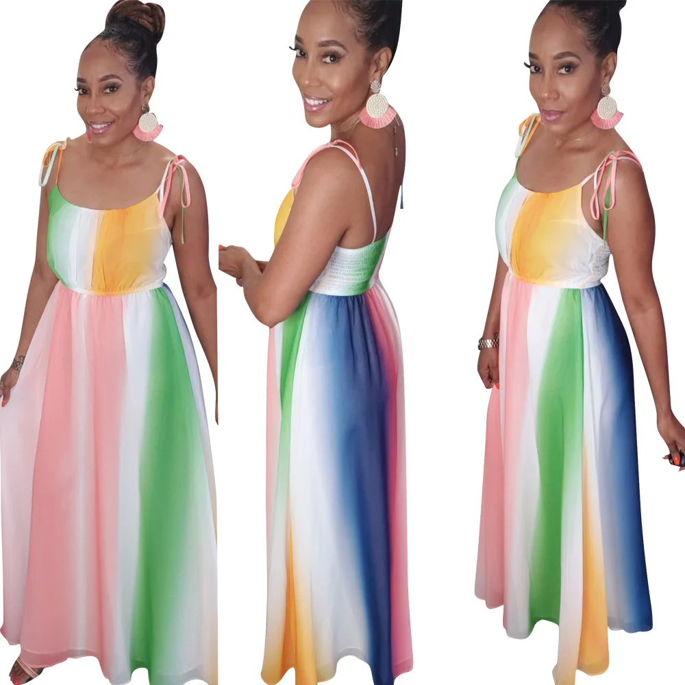 Casual Women Long Dress Adjustable Colorful Sleeveless 2021 Streetwear Summer Beach Dress
Casual Women Long Dress Adjustable Colorful Sleeveless 2021 Streetwear Summer Beach Dress