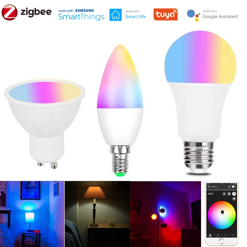 ZigBee 3.0 Tuya Smart Led Light E27 E14 GU10 RGB+W+C Lamp Bulb Voice APP Works with Smartthings Alexa Echo Hub Google Home
ZigBee 3.0 Tuya Smart Led Light E27 E14 GU10 RGB+W+C Lamp Bulb Voice APP Works with Smartthings Alexa Echo Hub Google Home