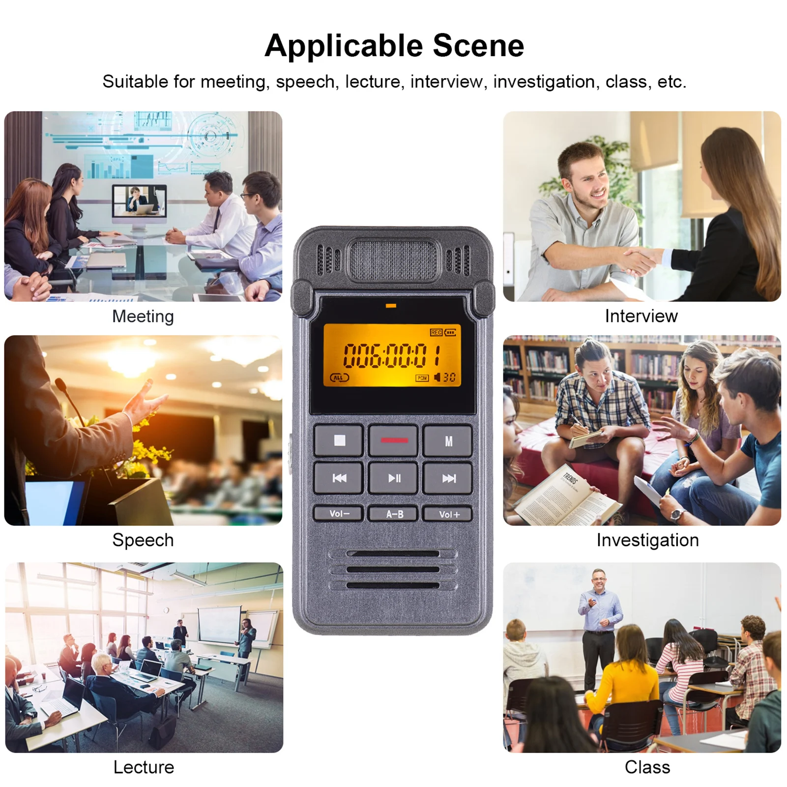 Professional Digital Voice Sound Recorder MP3 Music Player One-Button Recording Voice-Activated with Loudspeaker 8GB Capacity
Professional Digital Voice Sound Recorder MP3 Music Player One-Button Recording Voice-Activated with Loudspeaker 8GB Capacity