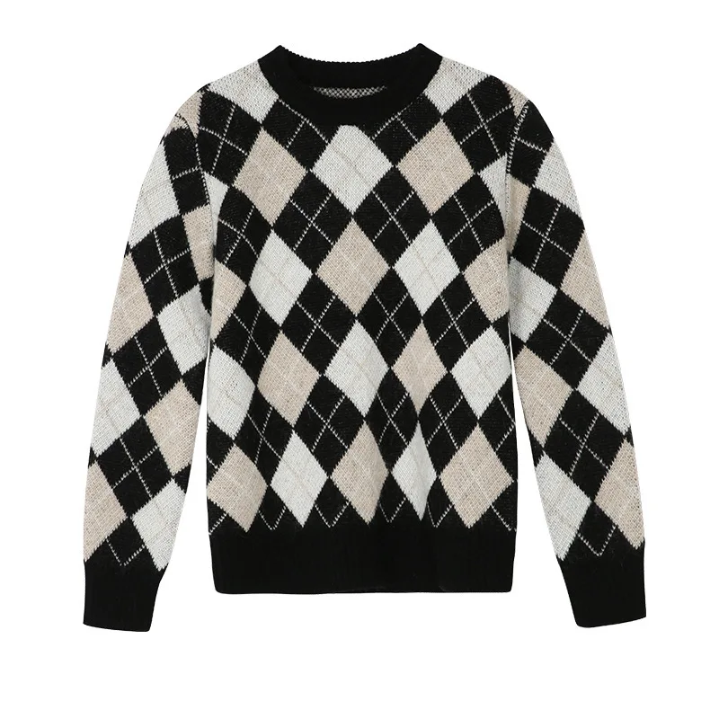 French retro style diamond lattice knitted cardigan jacket spring and autumn loose v-neck sweater jacket women short
French retro style diamond lattice knitted cardigan jacket spring and autumn loose v-neck sweater jacket women short