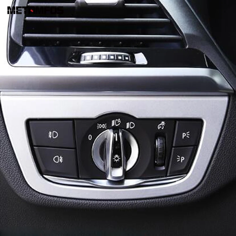 

Матовый налобный фонарь для BMW X3 SUV 2018-2020 2021 2022, регулируемая кнопка переключения света, крышка, отделка, наклейка, внутренние аксессуары, Ста...