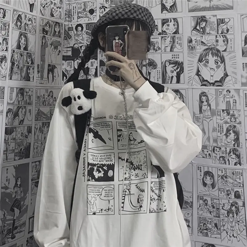 Women Manga Anime Long Sleeve T-shirts Women 2021 Japanese Harajuku Streetwear Graphic T Shirt Korean Style Alt Clothes Autumn 
Women Manga Anime Long Sleeve T-shirts Women 2021 Japanese Harajuku Streetwear Graphic T Shirt Korean Style Alt Clothes Autumn
