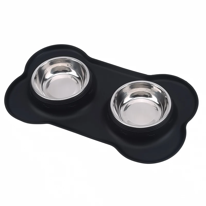 

Practical Dog Bowls Stainless Steel Water And Food Feeder With Non Spill Skid Resistant Silicone Mat For Pets Puppy Small Medi