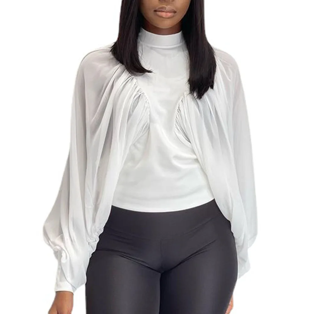 Women Blouse Spring Autumn Fashion Loose Shirt Casual Net Yarn Splicing Oversize African Lantern Sleeve Turtleneck White Tops
Women Blouse Spring Autumn Fashion Loose Shirt Casual Net Yarn Splicing Oversize African Lantern Sleeve Turtleneck White Tops