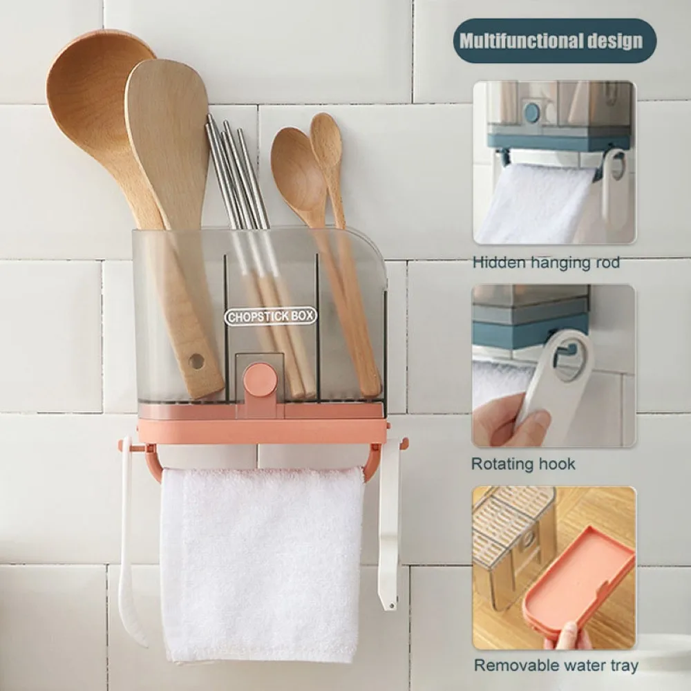 1PC Chopsticks Cage with Conceal Towel Rod Multifunction Chopsticks Knives Forks Spoons Holder Draining Storage Rack For Kitchen
1PC Chopsticks Cage with Conceal Towel Rod Multifunction Chopsticks Knives Forks Spoons Holder Draining Storage Rack For Kitchen