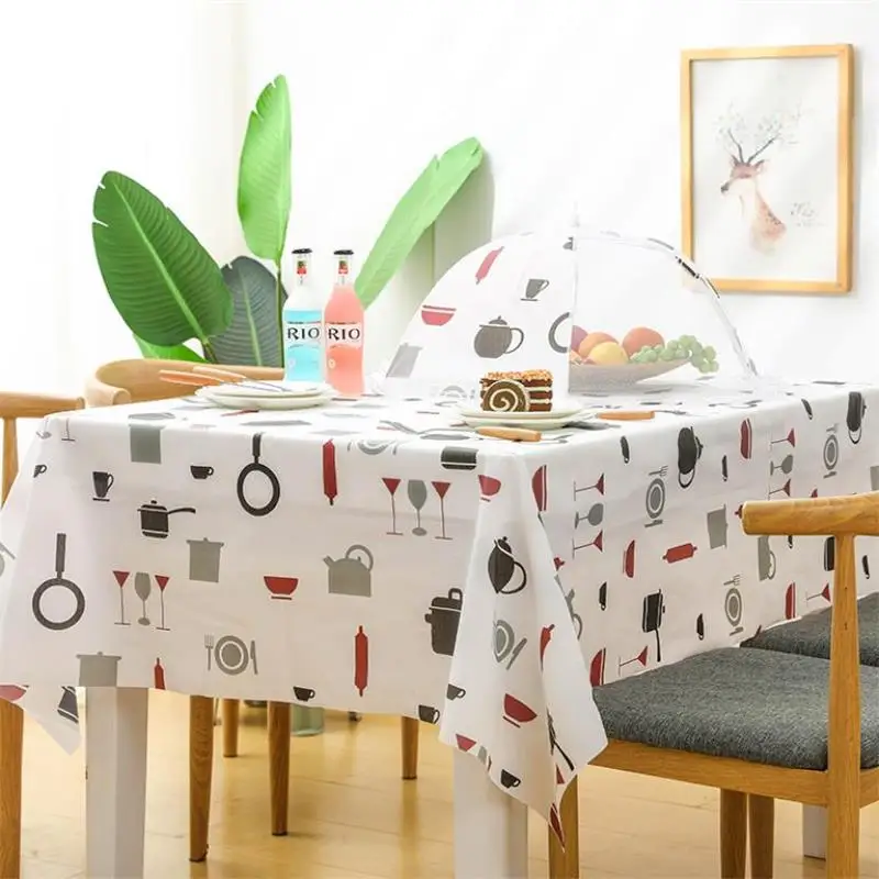 

Plastic Tablecloth Print Wedding Birthday Party Table Cover Rectangle Desk PVC Waterproof Oilproof Anti-pollution Kitchen Cloth