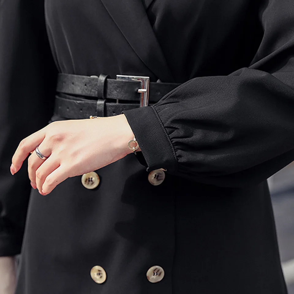 Black Elegant Office Dress 2020 Autumn Winter Warm Notched Neck Puff Sleeve Double Breasted Fashion With Belt Party Dress Women
Black Elegant Office Dress 2020 Autumn Winter Warm Notched Neck Puff Sleeve Double Breasted Fashion With Belt Party Dress Women