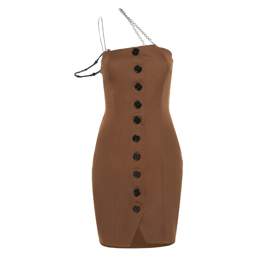 Sylcue Summer 2021 new brown sexy halter skirt single breasted slit design street fashion retro girl style retro dress
Sylcue Summer 2021 new brown sexy halter skirt single breasted slit design street fashion retro girl style retro dress