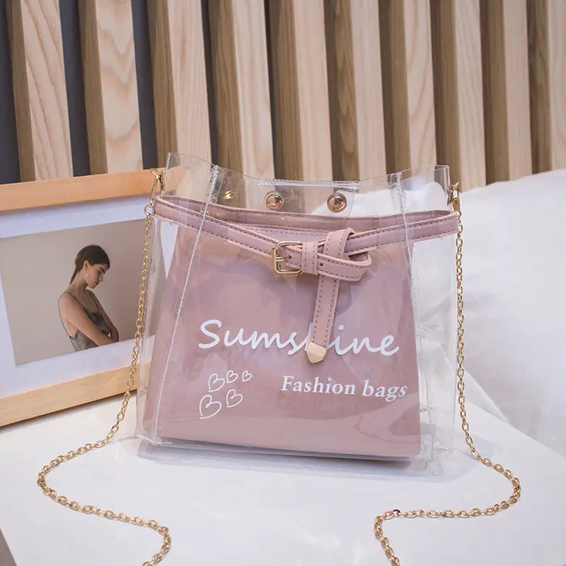 Bag female 2021 new Korean female student portable transparent jelly bag shoulder messenger bag
Bag female 2021 new Korean female student portable transparent jelly bag shoulder messenger bag