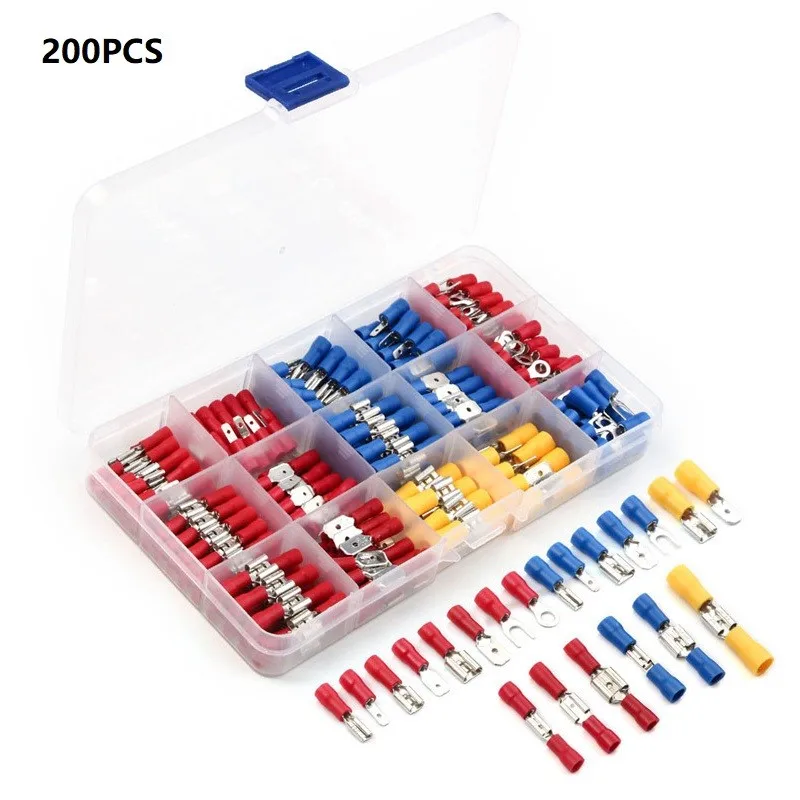 200Pcs/lot Insulated Electrical Wire Terminals Mixed Assorted Lug Kit Electrical Crimp Connectors Spade Set With Case Box Kit
200Pcs/lot Insulated Electrical Wire Terminals Mixed Assorted Lug Kit Electrical Crimp Connectors Spade Set With Case Box Kit