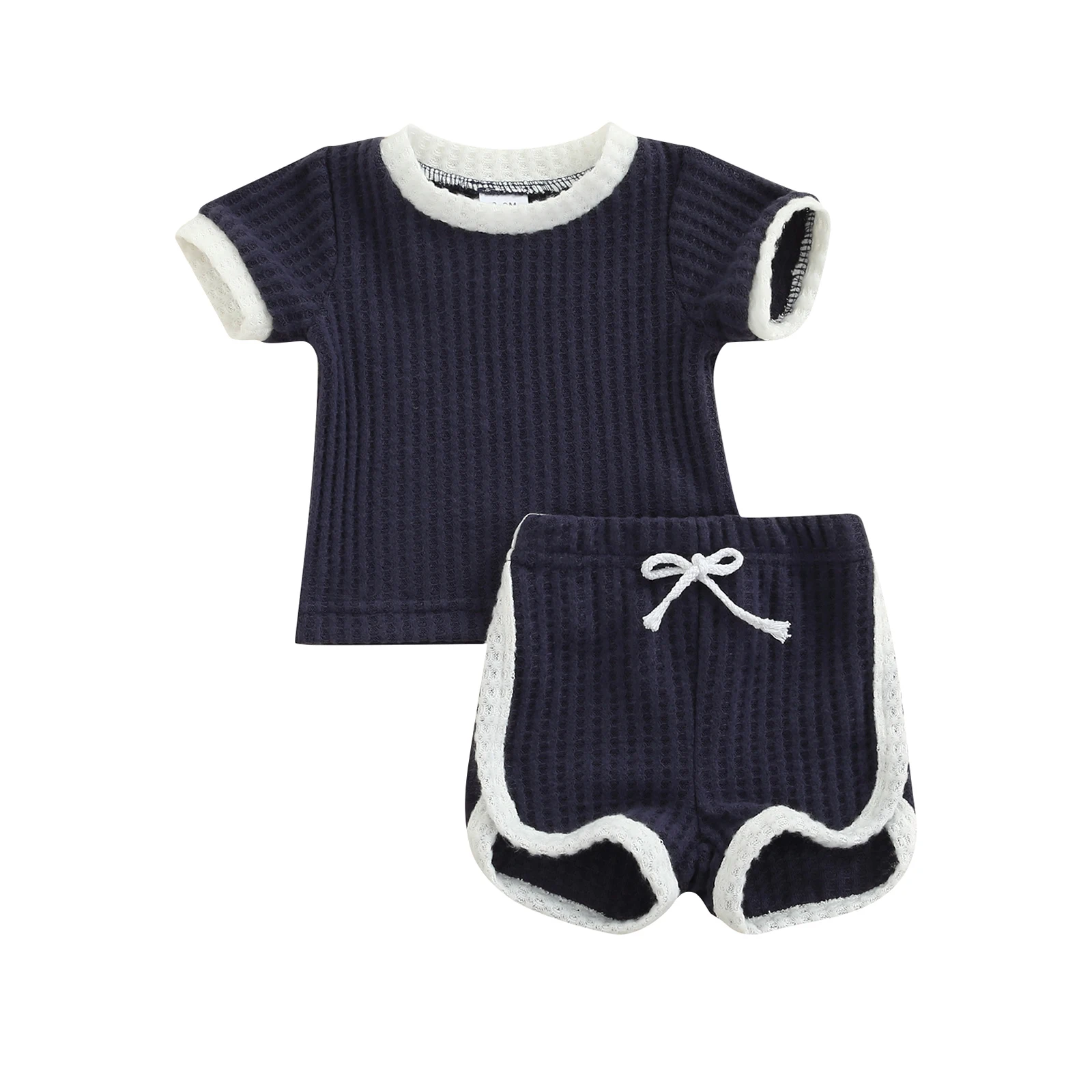 Infant Boy Girl Solid Color Ribbed Round Neck Casual Short Sleeve Shirt Tie Up Shorts 0-18 Months Newborn Baby Two Piece Set
Infant Boy Girl Solid Color Ribbed Round Neck Casual Short Sleeve Shirt Tie Up Shorts 0-18 Months Newborn Baby Two Piece Set