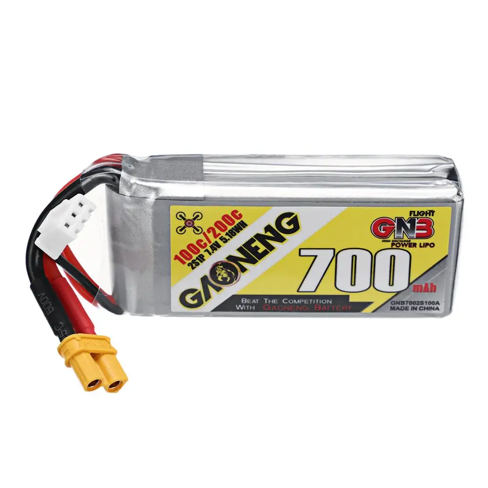 Gaoneng GNB 7.4V 700mAh 100C 2S Rechargeable XT30 Plug LiPo Battery for FPV Racing Drone RC Quadcopter Accessories Spare Parts
Gaoneng GNB 7.4V 700mAh 100C 2S Rechargeable XT30 Plug LiPo Battery for FPV Racing Drone RC Quadcopter Accessories Spare Parts