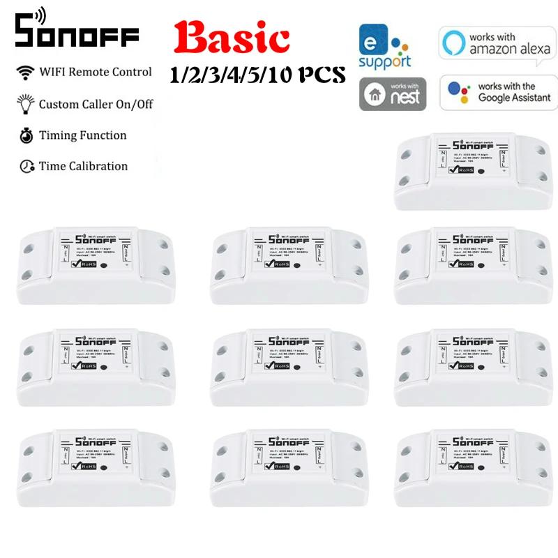 1/2/3/4/5/10 шт. Sonoff Basic Умный дом Wifi светильник переключатель DIY Дистанционное