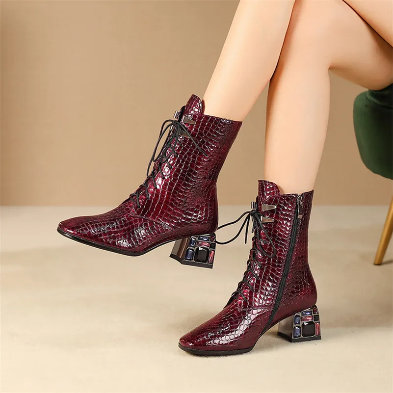 Meotina Autumn Ankle Boots Women Boots Rhinestone Thick High Heel Short Boots Zipper Round Toe Shoes Lady Autumn Big Size 34-42
Meotina Autumn Ankle Boots Women Boots Rhinestone Thick High Heel Short Boots Zipper Round Toe Shoes Lady Autumn Big Size 34-42